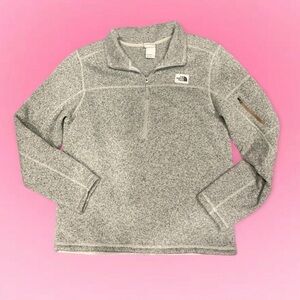 The North Face Heather Gray Sherpa-Lined Quarter-Zip Pullover